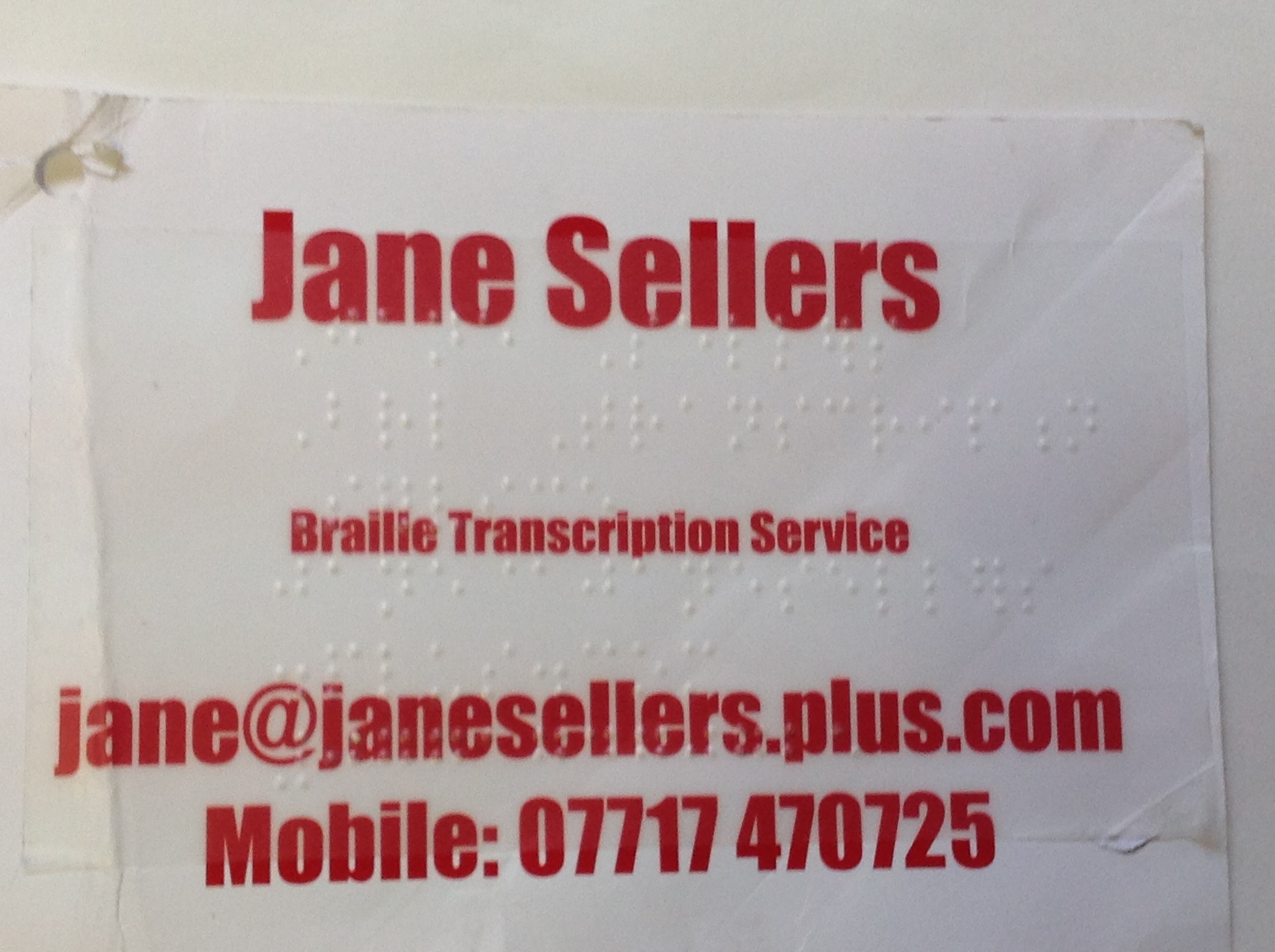 Contact Us Braille Transcription Service